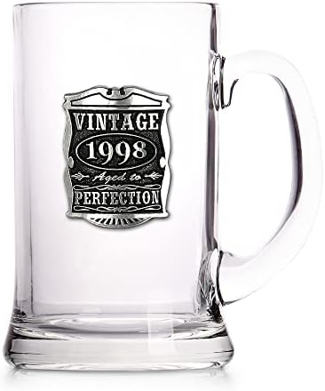 Англиска Компанија За Калај 1 Пинта Гроздобер Години 1998 25-ти Роденден Или Годишнина Пиво Кригла Стакло Танкард-Уникатна