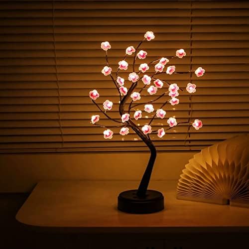 Наколулу Цреша Цвет Дрво Светилка 18 Бонсаи Дрво Светла со 36 ПРЕДВОДЕНИ Јапонски Декор, Симпатична Украси За Спална Соба Дома Божиќ Партија, Батерија/USB