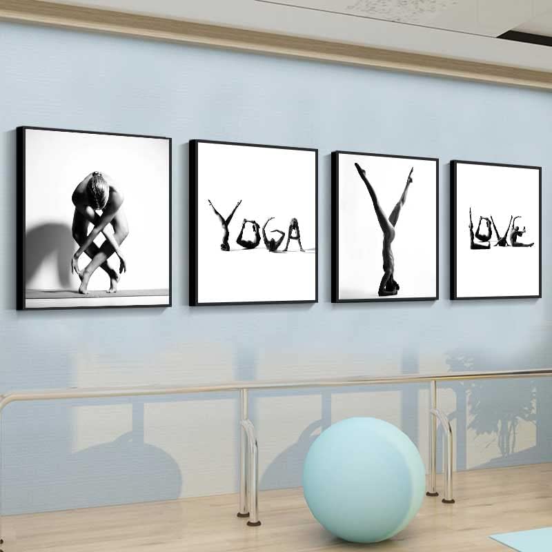 Јога студио Декоративно сликарство јога соба wallид виси пилатес обликување на телото на телото на телото, сликарство со мала личност фигура