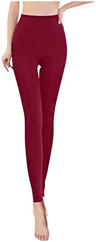 XXBR женски термички хеланки зимски топли нејасни хулахопки руно наредени дебели непроaирни тенок истегнување високи половини јога панталони