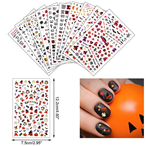 1200 парчиња налепници за нокти на Ноќта на вештерките и 5 бои холографски бујни сјајни сјајни секвенци за совети за дизајн на нокти