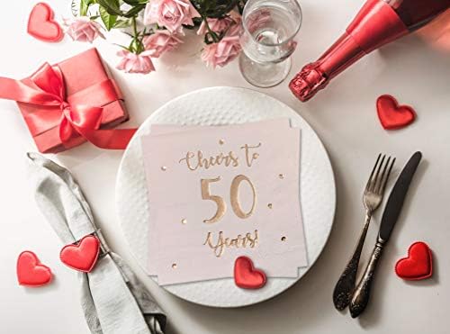 На здравје до 50 Години Коктел Салфетки / Среќен 50-Ти Роденден Украси За Мажи И Жени И Свадба Годишнината Партија Украси | 50-Пакет 3-Пли Салфетки
