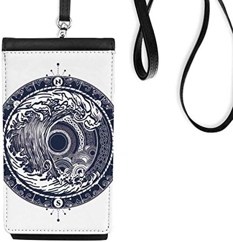 Бранови Компас Круг уметност Телефонски паричник чанта виси мобилна торбичка црн џеб