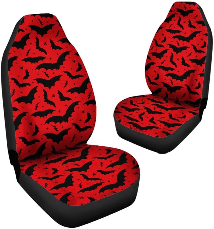 Bulopur Red Black Bats Car Cast Cover Cover For Women Decorative Car Seat Заштитник ќебе предниот дел на седиштето на автомобили