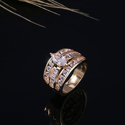 Дами ангажман бакар популарен моден подарок циркон вметнат накит прстени прстени трендовски пржени прстени сет