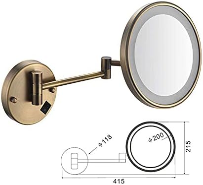 Декика бања за бричење на огледалото за бричење на огледало од 8 инчи USB-огледало за шминка со LED светла и 3x зголемување на единечна страна