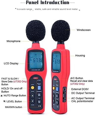 BHVXW 3дигитален тестер за бучава мерач на ниво на звук на звук 30-130dB Мониторинг на децибела има тежина/стапка на тежина/примерок на фреквенција