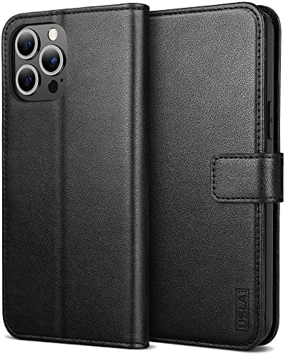 USLAI за iPhone 12 Pro Max Case [Исклучително изработка на занаетчиство] [Блокирање на РФИД] Случајно кожен паричник со висок степен на лаптоп