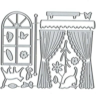 Прозорец завеса мачки метални намалувања на умирање, прозорец завеса мачки картички метални сечење умираат исечени матрици за картички за белење книги за DIY