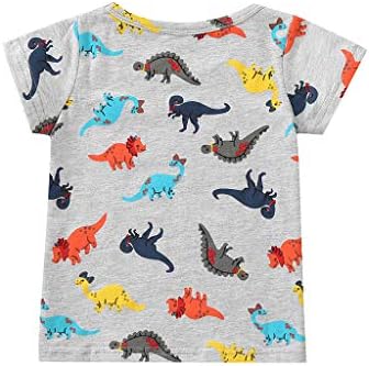 Облека со диносауруси девојки цртани филмови Детска маица маица маица бебе ракав деца кратки момчиња врвови момчиња облека