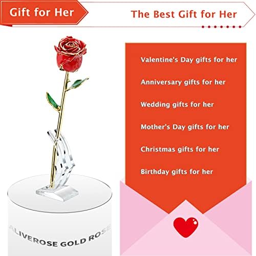Подароци За Денот на Вљубените на Аливероза ЗА Нејзината Роза, 24к Златна Роза Изработена Од Вистинска Роза-Уникатен Дизајн Позлатена