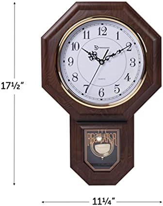 Timeekeeper Essex Westminster Chime Faux Wood Pendulum wallиден часовник, 17,5 x 11,25, орев