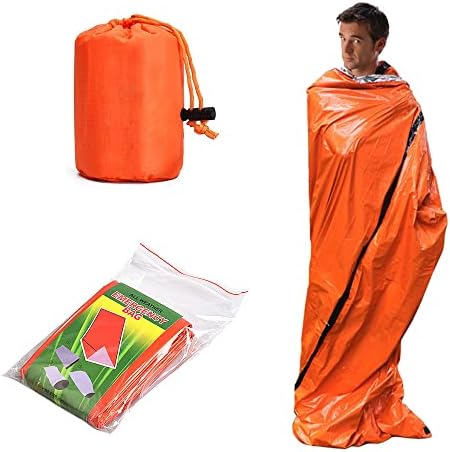 Ydyjki итен опстанок торба за спиење, 2 пакувачки термички вреќа ќебе, водоотпорна лесна тежина, ќебиња за итни случаи mylar преносна најлонска