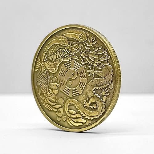Кинески Loogn and Phoenix Tai -Chi Осум дијаграми и алатка за гребење на лотарија за лотарија - кинеска монета за среќа со среќа