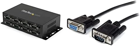 Startech.com 8 Порта USB до сериски адаптер RS232 - Wallид монтирање - Дин железница - Задржување на портата COM & 3M црна директно преку DB9