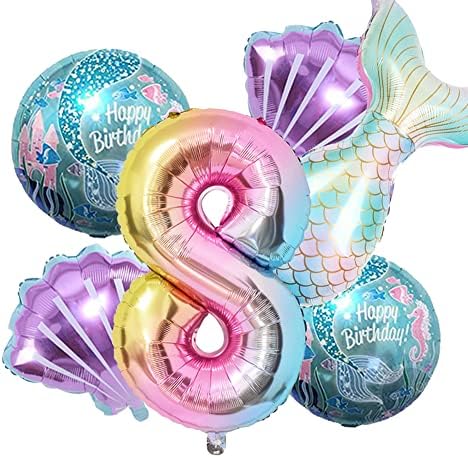 Сирена роденденска декорација сирена балони комплет морски балон сирена фолија балон сирена опашка балони за девојчиња за бебиња