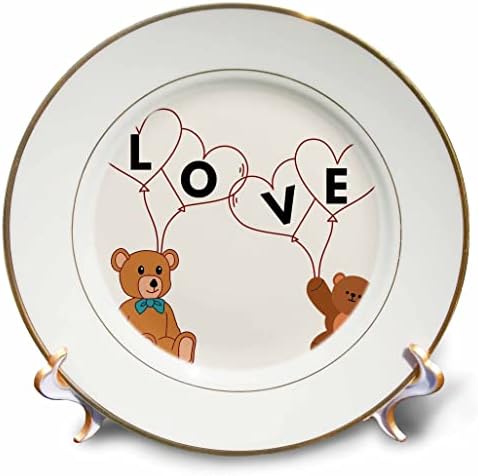 3drose Слика на срца и мечка мечка со текст на L O V E - плочи