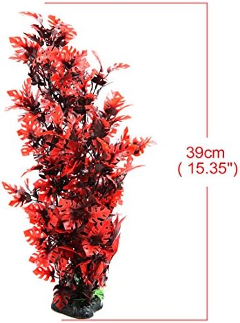 uxcell 15.3 инчи црвена пластична декоративна растение аквариум терариум декор влекачи за живеалишта украси за дома
