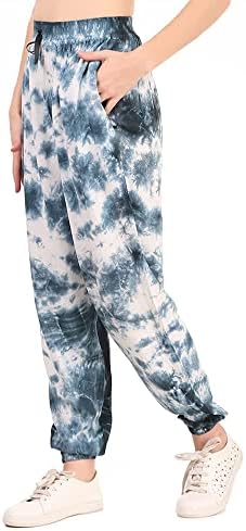 Калиф Импекс Багисти џогер, јога високи половини џемпери со џебови за атлетски панталони со обичен тренинг сина/бела боја