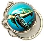 Прилагодено персонализиран подарок за клучеви за клучеви со двојно стакло, морско суштество за него или неа