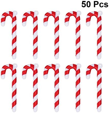 Нубести пластични бонбони трска пластична Божиќна бонбона трска со прстен бел и црвен божиќен празник украси новогодишно виси украси 5см бонбони