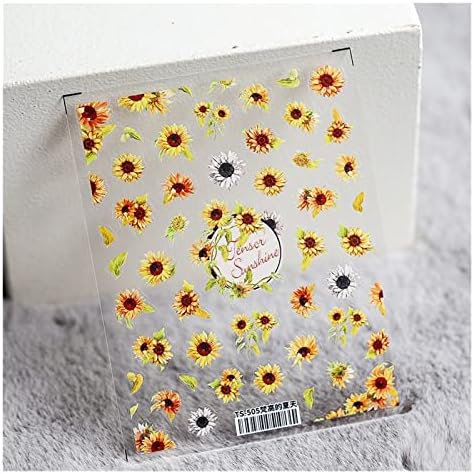 1 парчиња налепници за сончоглед на сончоглед пролетни цвеќиња Дејзи 3Д налепници за нокти мода за нокти дизајн декоративни декорации DIY рака за подобрување на нокт