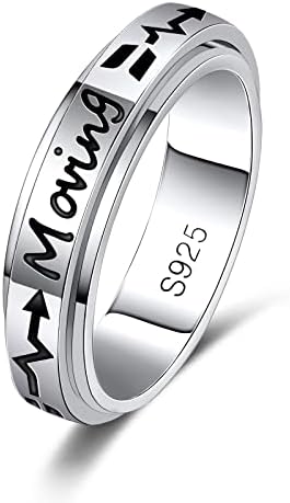 Lexlune Fidget Ring Spinner Ring For Anagistes Women Monight Daughter Teen Girl Real Real S925 Стерлинг сребрен бенд прстен