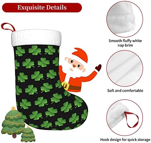Cutedwarf ирски шамрок Кристама чорапи Божиќни украси на дрво Божиќни чорапи за Божиќни празнични забави подароци 18-инчи