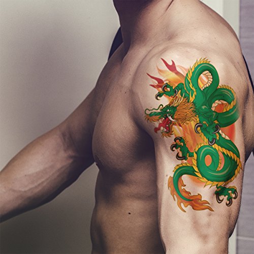 Superb® Привремени Тетоважи-Зелен Змеј На Пожари