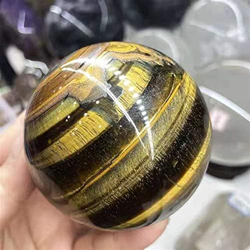 Yokwi Прекрасен кристал 1 парчиња природен варизиран полиран тигар очен камен сфери магични сјајни кристални топки 60мм-75мм кристали