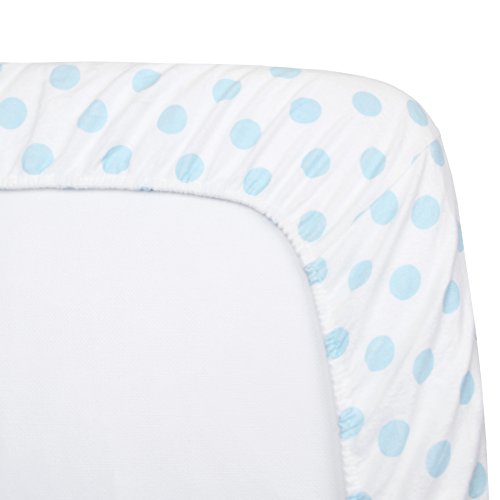 Американска компанија за бебиња ново подобрена памучна фланела опремена креветче за креветчиња, бел со сина точка, за момчиња