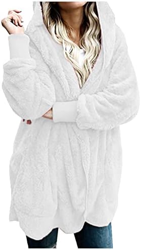 Свадбени палта на Minge со долг ракав за жени зима плус големина трендовски цврсти џебни палта во боја, нејасно лабаво фитинг