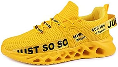 Bestgift двојки патики што дишат летачки ткаени обични чевли сечилото за трчање, жолти EU45/US11