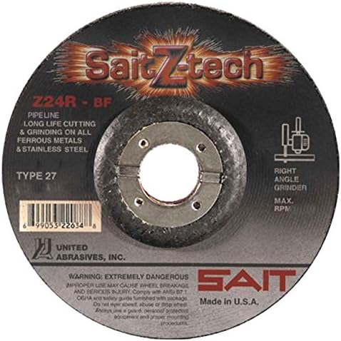 Обединети абразиви SAIT 22626 9x1/8x7/8 Z24R z-tech цевководот за сечење тркала за мелење, 25 пакувања