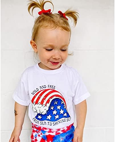Xbgqasu Облека За Новороденчиња Бебе Девојчиња Облека За Денот На Независноста Летен Краток Ракав 4 јули Маица Блузи шорцеви