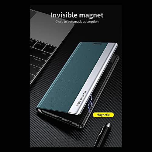 Телефонски заштитен случај компатибилен со Samsung Galaxy S20 Plus Magnetic Transpurent Plating Leather Flip Case + PC Smart Full Body