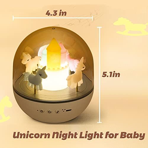 Незгодно ноќно светло за девојчиња, 4 режими на светла Уничарска ламба 360 ° Ротирачки затемнет расадник дете за креветчиња