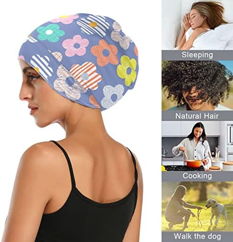 Капаче за спиење цвет живописно виножито бои сатен наредени памучни памучни слабини череп капа за череп ноќно капаче за коса за жени виолетова