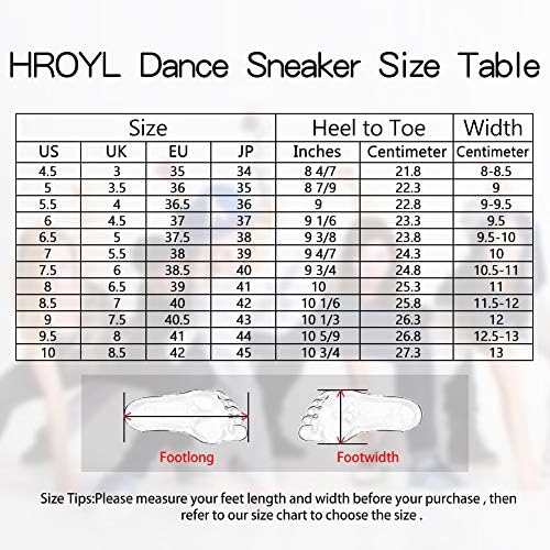 Hroyl Women & Girls Dance Sneakers Spiled единствени џез чевли кои не се лизгаат фитнес патики џез танцувачки патики, JJ002