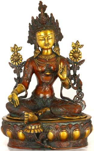 Женско будистичко божество Тара - месинг скулптура