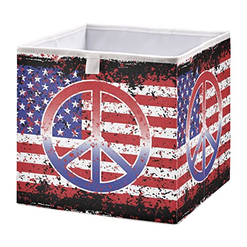 Симбол на Мирот на американското Знаме Корпа За Складирање Коцки Преклопливи Коцки За Складирање Водоотпорна Корпа За Играчки