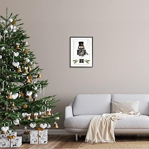 Sumn Industries Божиќна холи оревиркер Зимска карирана палто црна врамена wallидна уметност, 16 x 20, бела