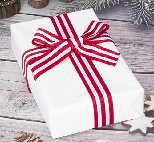 Јасео црвена и бела лента со лента со лента, 24 јарди 1 инч со двојно соочен полиестерска лента занаетчиска лента за завиткување на подароци