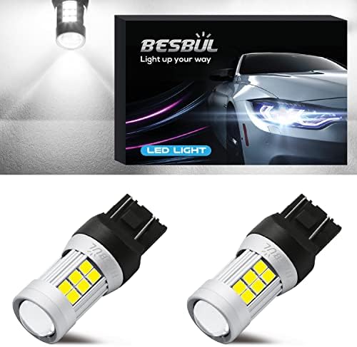 Besbul 7443 LED Сијалица Бела, Супер Светла 7440 LED Светилки, T20 W21W LED Сијалица За Обратна Сопирачка Резервна Копија Опашка