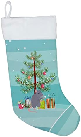 Богатства на Каролина CK4469CS Синиот стаорец Среќен Божиќ Божиќно порибување, камин што виси чорапи Божиќна сезона Декора за украси за семејство, украси за празници, ?