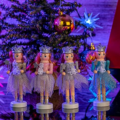 Орнативноста на оревчеста висина на украси - балетски танчери, блескаа Божиќни мини дрвени оревици