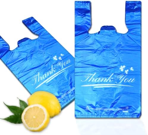 Yoyorain 100pack Синиот мирис на лимон благодарам торби, торбички со маички од 100 парчиња, да одите торби, торби за намирници, еднократно