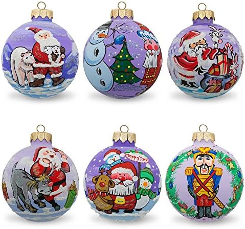 Сет од 6 Дедо Мраз, Мечка, Снежен човек, Бани, Божиќни украси за ирваси