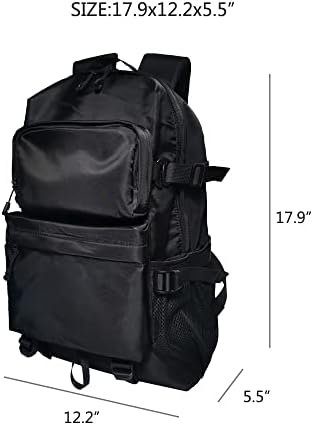 Машка работа ранец 15,6 лаптоп торба за возрасни, пешачење за пешачење обичен мулти џеб ракес, букне за студенти на колеџ, црно