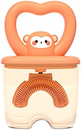 Четка за заби во форма: Loveубов мајмун бебе симпатична прирачник u во облик на четка за заби со покривање на детска силиконска четка глава 360